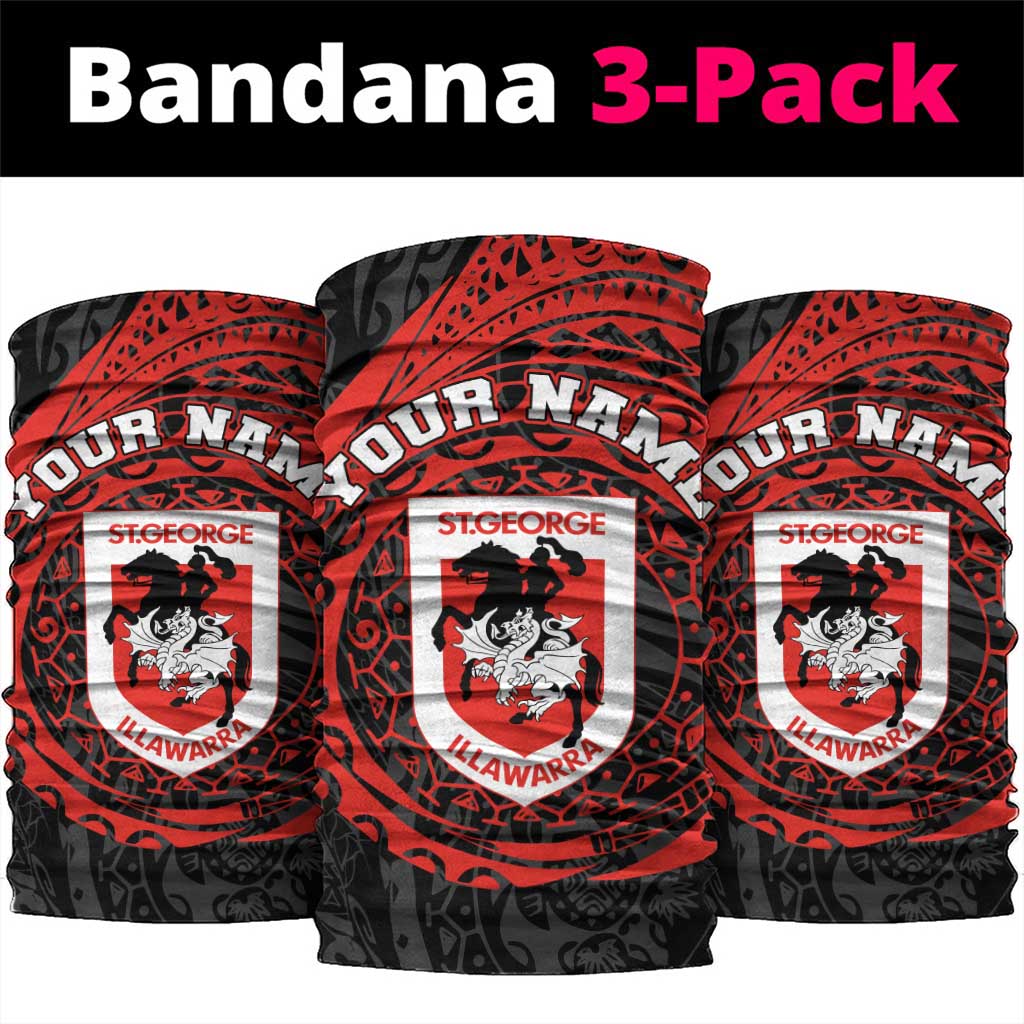 Personalized St George Illawarra Dragons Neck Gaiter Polynesian Tribal Chest and Sleeve Tattoo