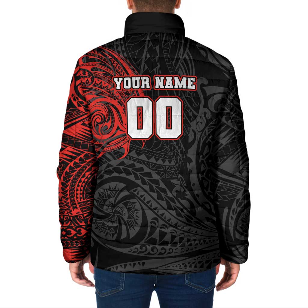 Personalized St George Illawarra Dragons Padded Jacket Polynesian Tribal Chest and Sleeve Tattoo
