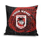 Personalized St George Illawarra Dragons Pillow Cover Polynesian Tribal Chest and Sleeve Tattoo