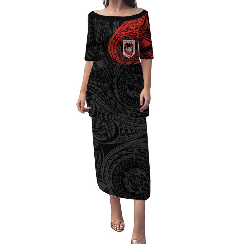 Personalized St George Illawarra Dragons Puletasi Polynesian Tribal Chest and Sleeve Tattoo