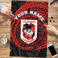Personalized St George Illawarra Dragons Puzzle Polynesian Tribal Chest and Sleeve Tattoo