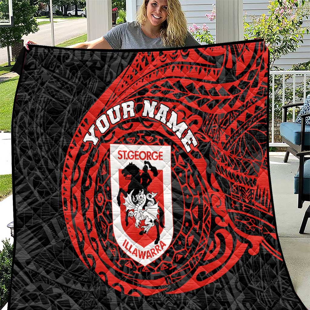 Personalized St George Illawarra Dragons Quilt Polynesian Tribal Chest and Sleeve Tattoo