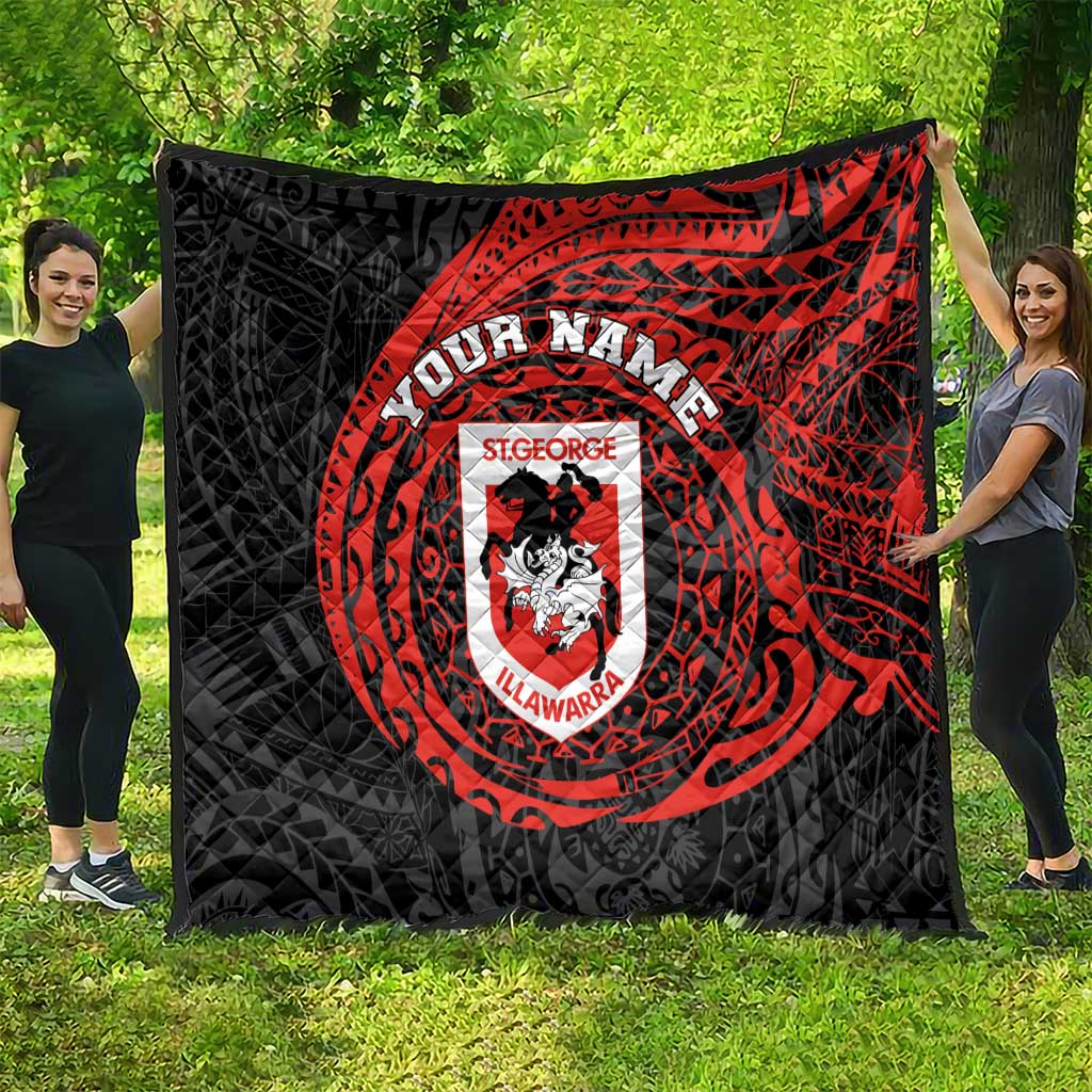 Personalized St George Illawarra Dragons Quilt Polynesian Tribal Chest and Sleeve Tattoo