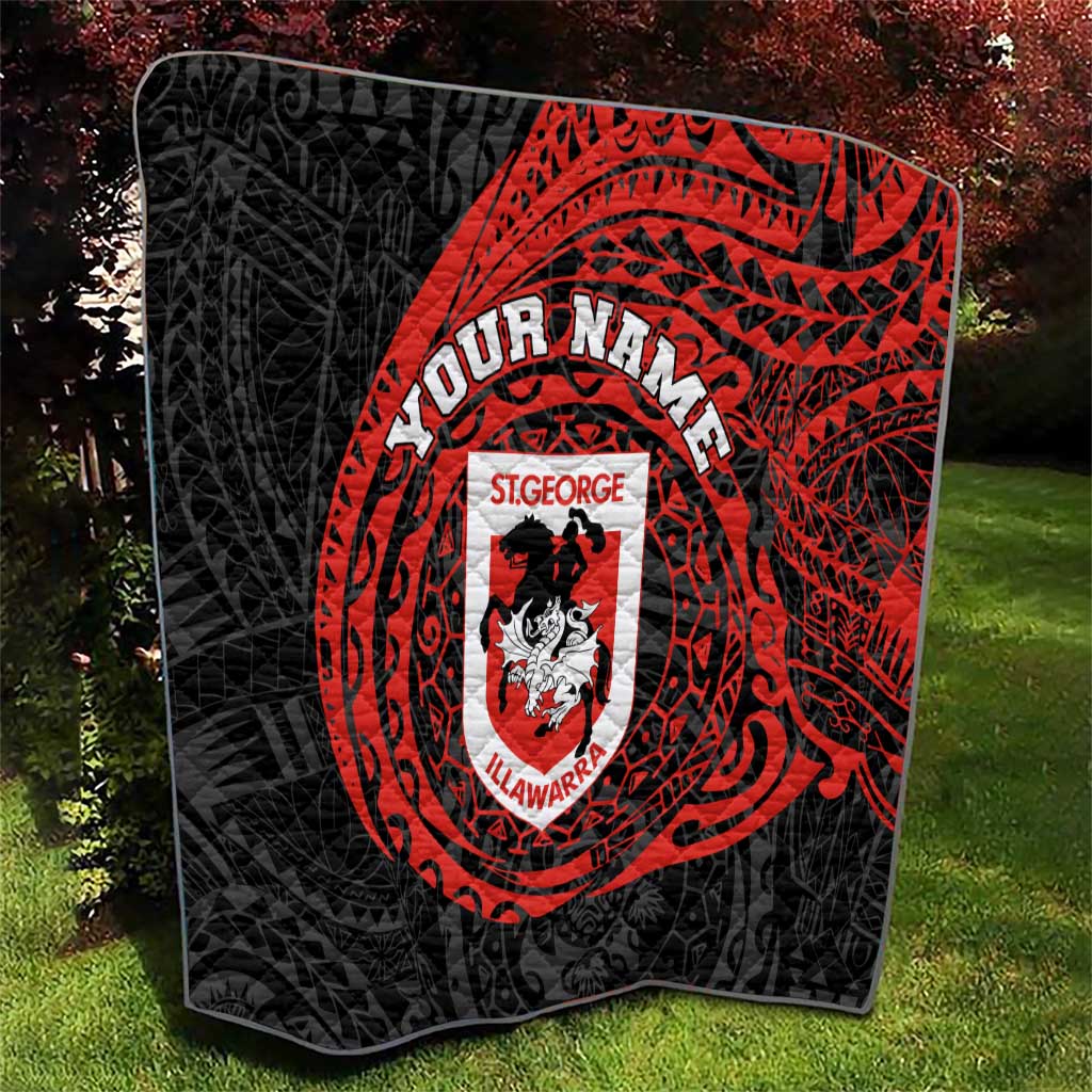 Personalized St George Illawarra Dragons Quilt Polynesian Tribal Chest and Sleeve Tattoo