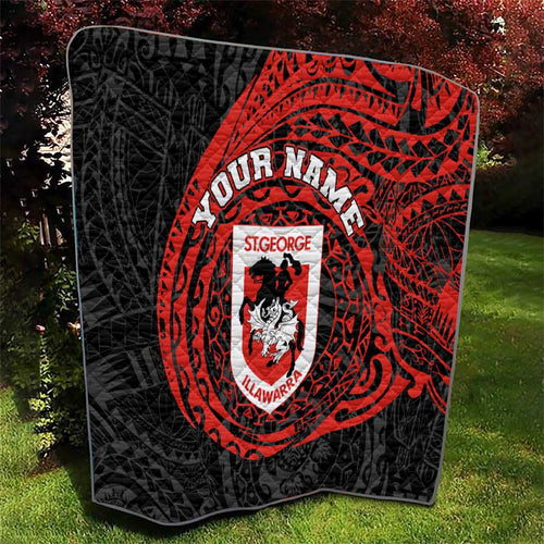 Personalized St George Illawarra Dragons Quilt Polynesian Tribal Chest and Sleeve Tattoo