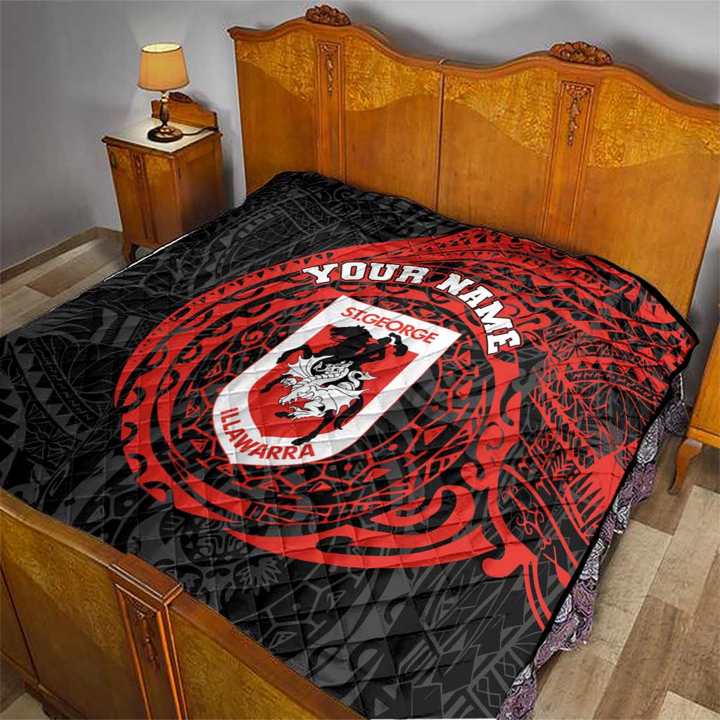 Personalized St George Illawarra Dragons Quilt Polynesian Tribal Chest and Sleeve Tattoo