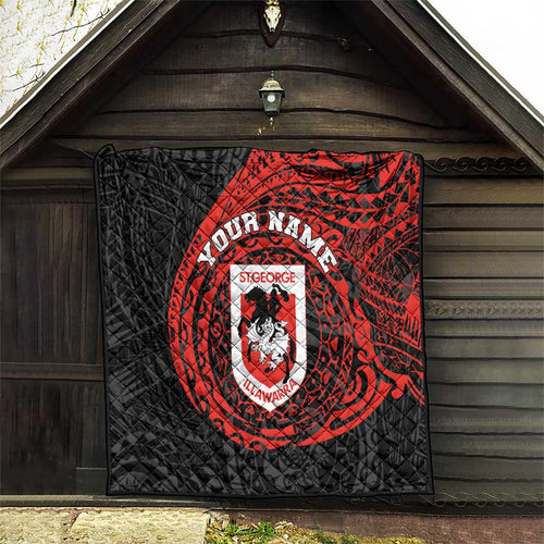 Personalized St George Illawarra Dragons Quilt Polynesian Tribal Chest and Sleeve Tattoo
