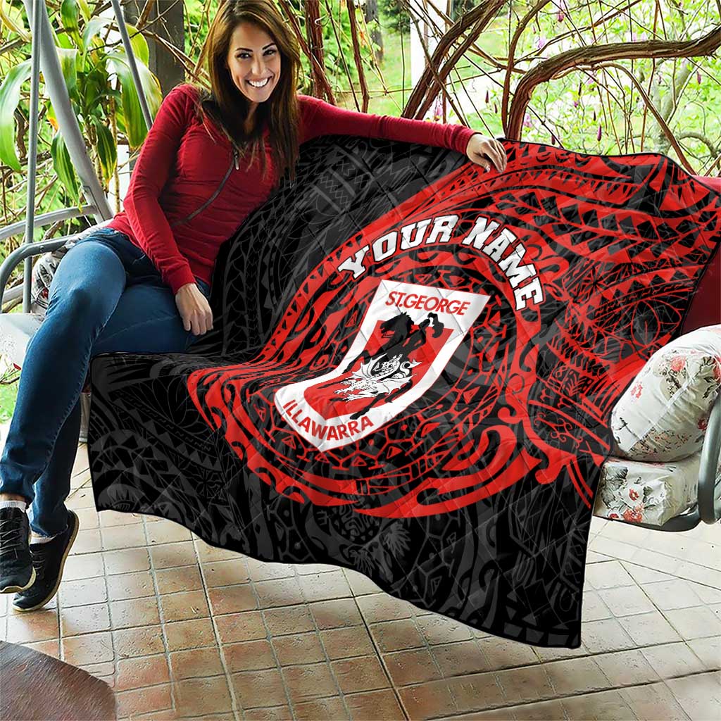 Personalized St George Illawarra Dragons Quilt Polynesian Tribal Chest and Sleeve Tattoo
