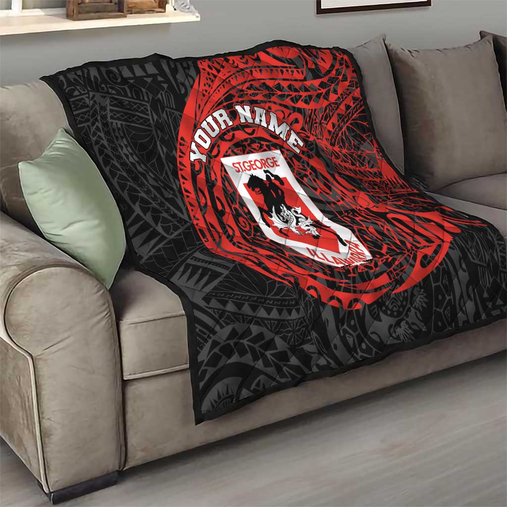 Personalized St George Illawarra Dragons Quilt Polynesian Tribal Chest and Sleeve Tattoo