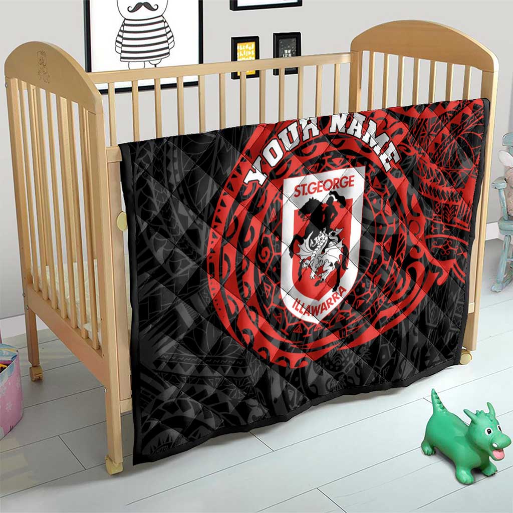Personalized St George Illawarra Dragons Quilt Polynesian Tribal Chest and Sleeve Tattoo