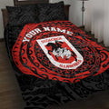 Personalized St George Illawarra Dragons Quilt Bed Set Polynesian Tribal Chest and Sleeve Tattoo