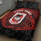 Personalized St George Illawarra Dragons Quilt Bed Set Polynesian Tribal Chest and Sleeve Tattoo