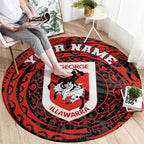 Personalized St George Illawarra Dragons Round Carpet Polynesian Tribal Chest and Sleeve Tattoo