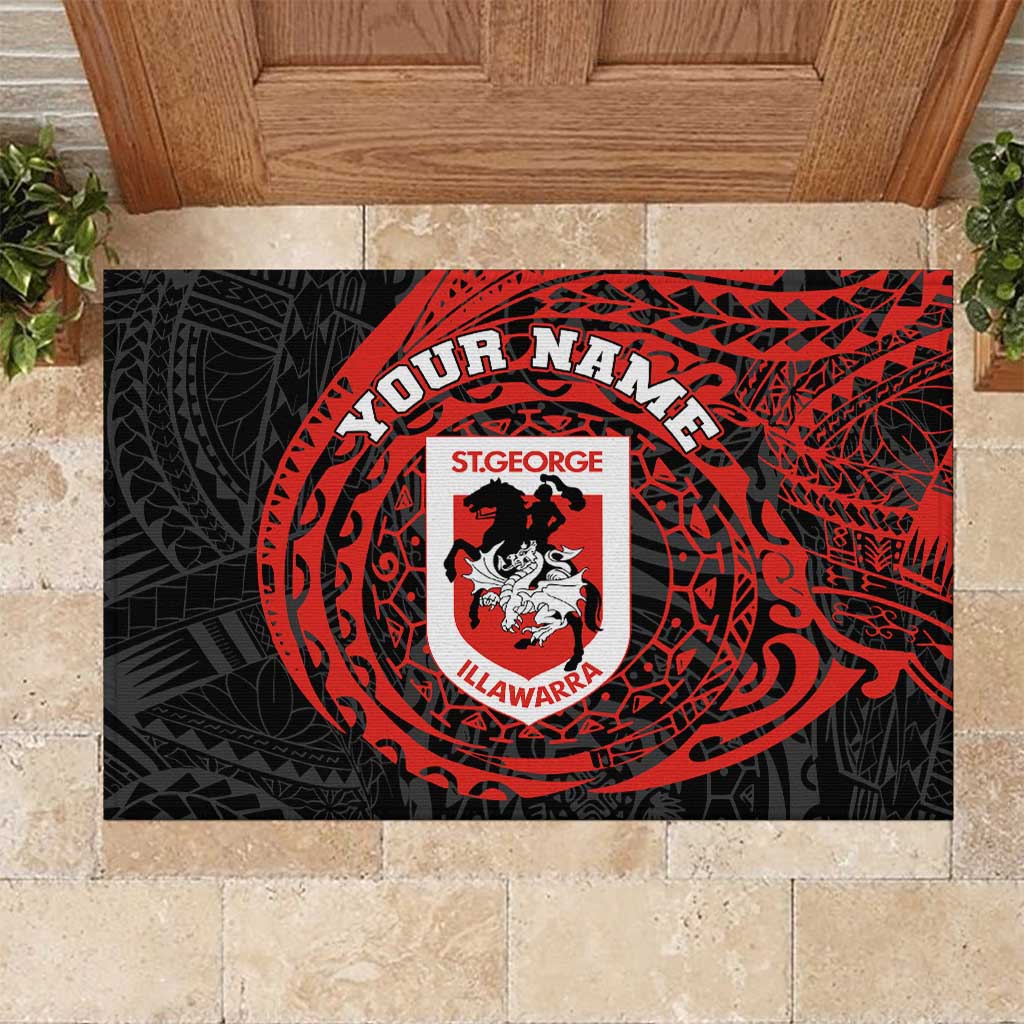 Personalized St George Illawarra Dragons Rubber Doormat Polynesian Tribal Chest and Sleeve Tattoo