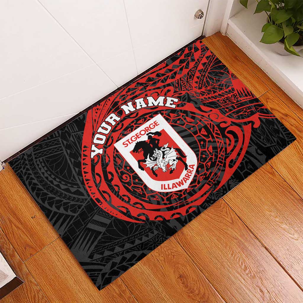 Personalized St George Illawarra Dragons Rubber Doormat Polynesian Tribal Chest and Sleeve Tattoo