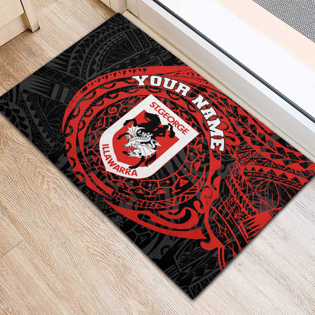 Personalized St George Illawarra Dragons Rubber Doormat Polynesian Tribal Chest and Sleeve Tattoo