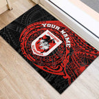 Personalized St George Illawarra Dragons Rubber Doormat Polynesian Tribal Chest and Sleeve Tattoo