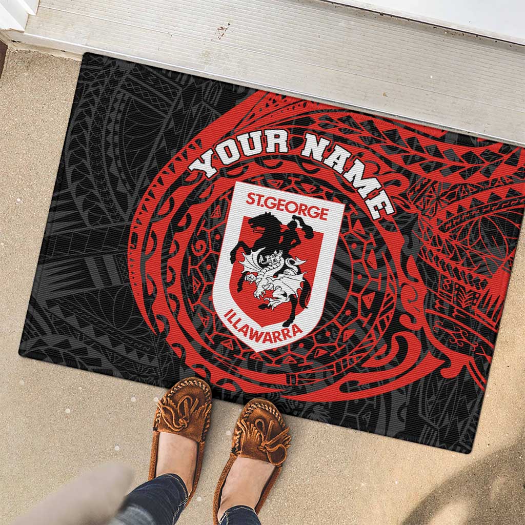Personalized St George Illawarra Dragons Rubber Doormat Polynesian Tribal Chest and Sleeve Tattoo