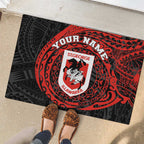 Personalized St George Illawarra Dragons Rubber Doormat Polynesian Tribal Chest and Sleeve Tattoo