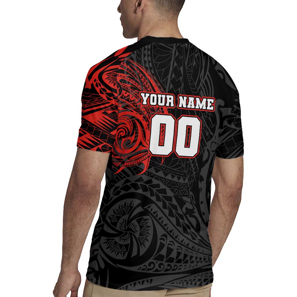 Personalized St George Illawarra Dragons Rugby Jersey Polynesian Tribal Chest and Sleeve Tattoo