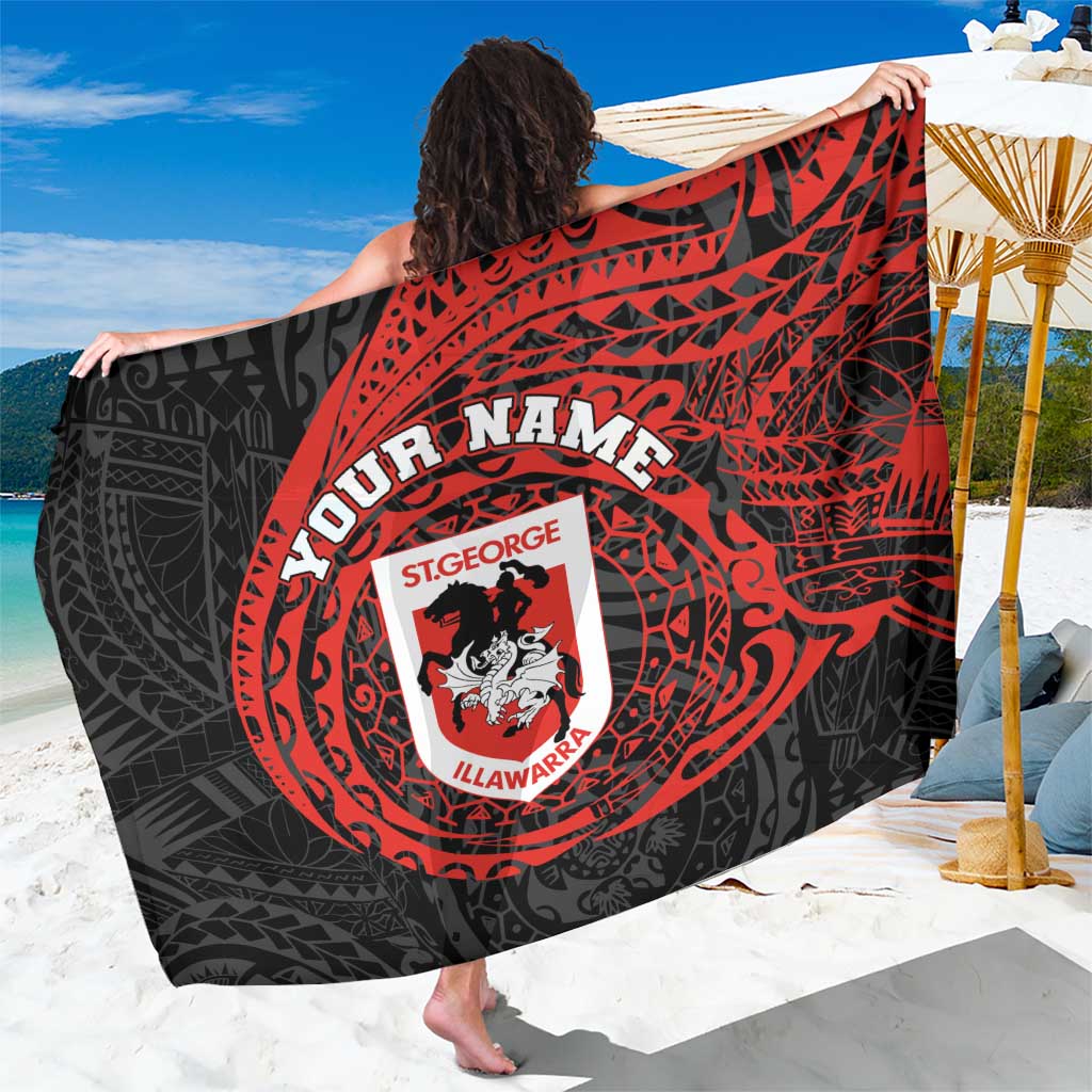 Personalized St George Illawarra Dragons Sarong Polynesian Tribal Chest and Sleeve Tattoo