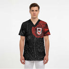 Personalized St George Illawarra Dragons Scrub Top Polynesian Tribal Chest and Sleeve Tattoo