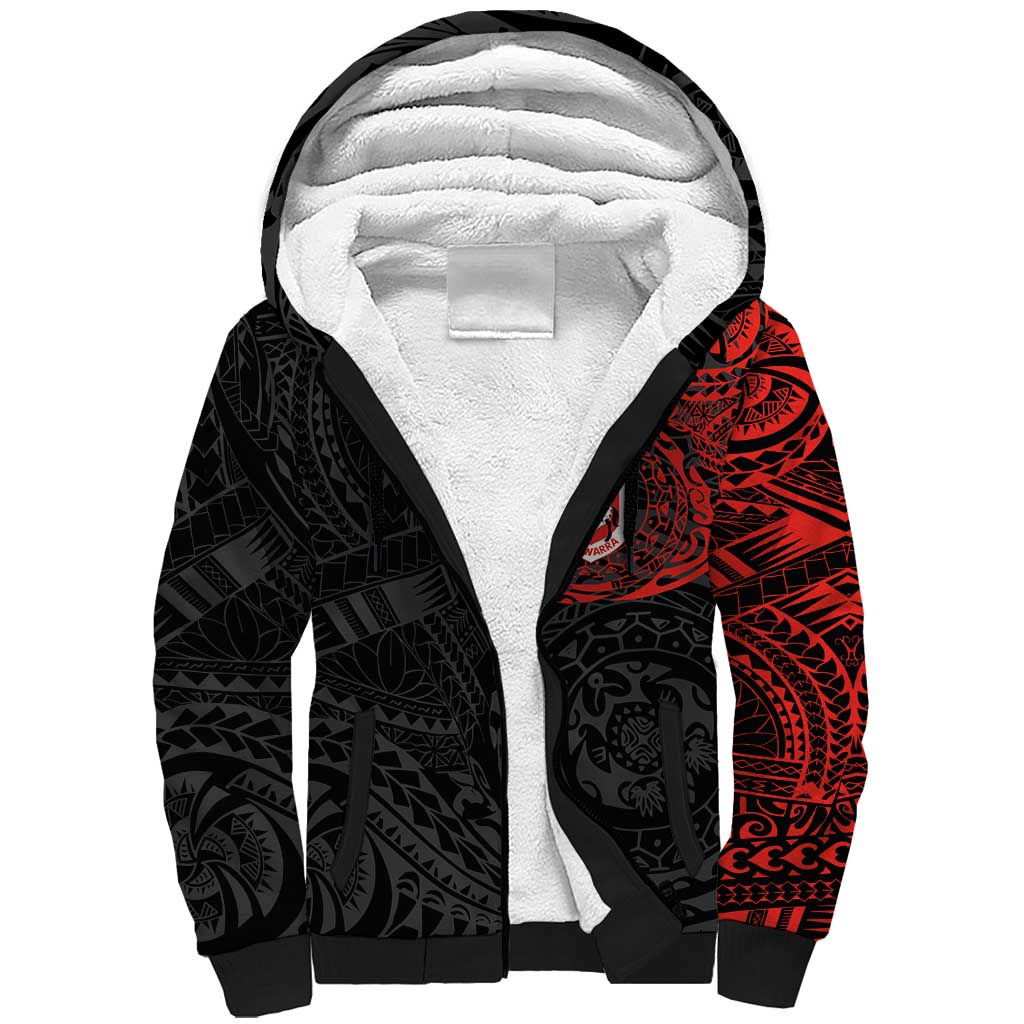 Personalized St George Illawarra Dragons Sherpa Hoodie Polynesian Tribal Chest and Sleeve Tattoo