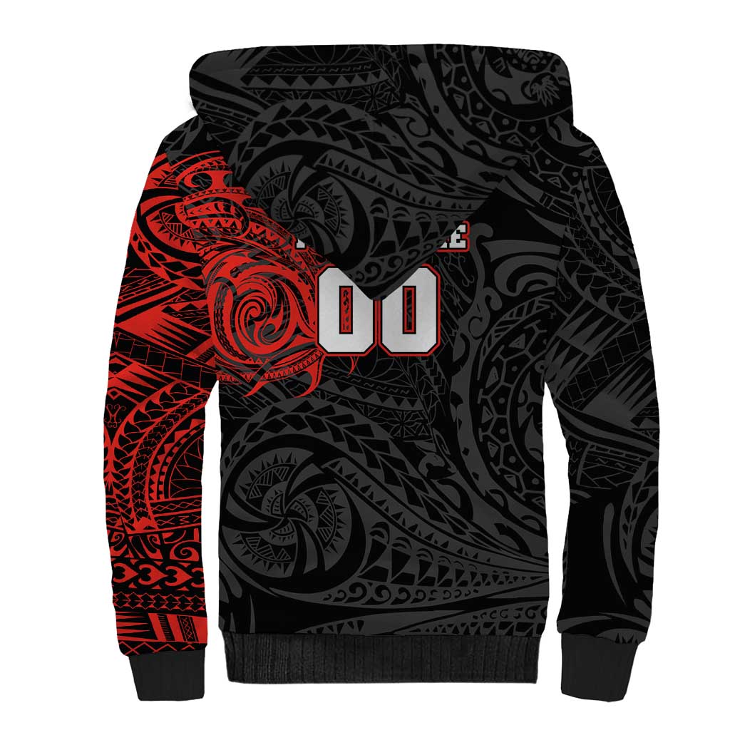 Personalized St George Illawarra Dragons Sherpa Hoodie Polynesian Tribal Chest and Sleeve Tattoo