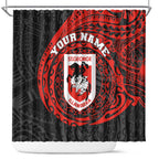Personalized St George Illawarra Dragons Shower Curtain Polynesian Tribal Chest and Sleeve Tattoo