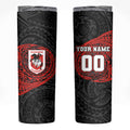 Personalized St George Illawarra Dragons Skinny Tumbler Polynesian Tribal Chest and Sleeve Tattoo