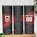 Personalized St George Illawarra Dragons Skinny Tumbler Polynesian Tribal Chest and Sleeve Tattoo