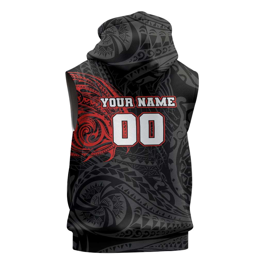Personalized St George Illawarra Dragons Sleeveless Hoodie Polynesian Tribal Chest and Sleeve Tattoo