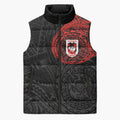 Personalized St George Illawarra Dragons Sleeveless Puffer Jacket Polynesian Tribal Chest and Sleeve Tattoo