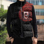 Personalized St George Illawarra Dragons Sleeveless Puffer Jacket Polynesian Tribal Chest and Sleeve Tattoo