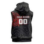 Personalized St George Illawarra Dragons Sleeveless Zip Hoodie Polynesian Tribal Chest and Sleeve Tattoo
