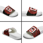 Personalized St George Illawarra Dragons Slide Sandals Polynesian Tribal Chest and Sleeve Tattoo