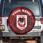 Personalized St George Illawarra Dragons Spare Tire Cover Polynesian Tribal Chest and Sleeve Tattoo