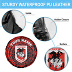 Personalized St George Illawarra Dragons Spare Tire Cover Polynesian Tribal Chest and Sleeve Tattoo