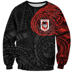 Personalized St George Illawarra Dragons Sweatshirt Polynesian Tribal Chest and Sleeve Tattoo