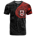 Personalized St George Illawarra Dragons T Shirt Polynesian Tribal Chest and Sleeve Tattoo