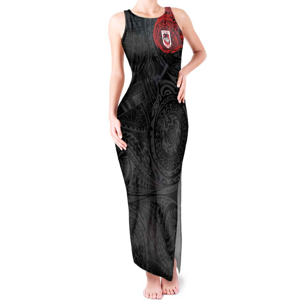 Personalized St George Illawarra Dragons Tank Maxi Dress Polynesian Tribal Chest and Sleeve Tattoo