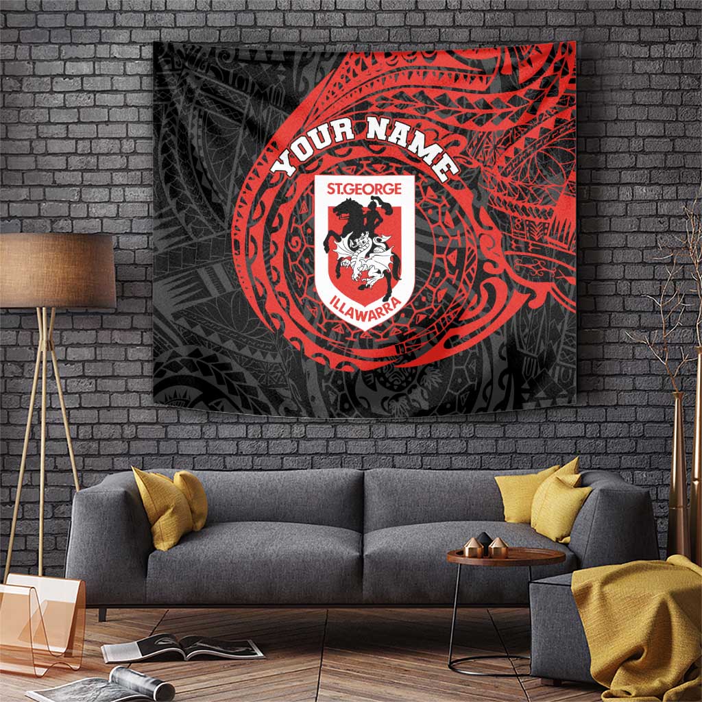 Personalized St George Illawarra Dragons Tapestry Polynesian Tribal Chest and Sleeve Tattoo