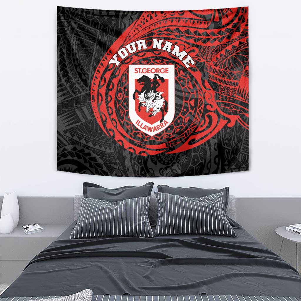 Personalized St George Illawarra Dragons Tapestry Polynesian Tribal Chest and Sleeve Tattoo