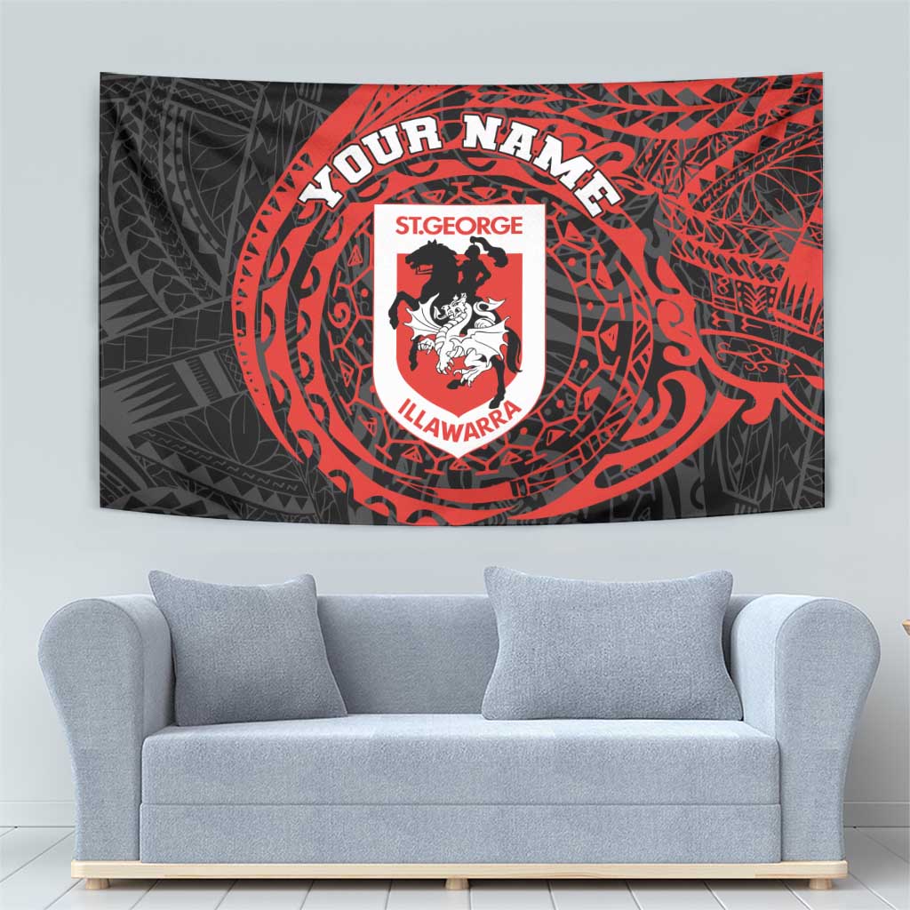 Personalized St George Illawarra Dragons Tapestry Polynesian Tribal Chest and Sleeve Tattoo