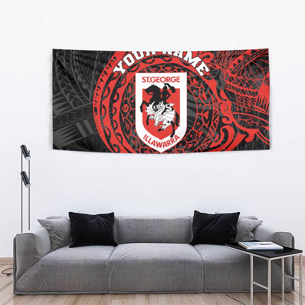 Personalized St George Illawarra Dragons Tapestry Polynesian Tribal Chest and Sleeve Tattoo
