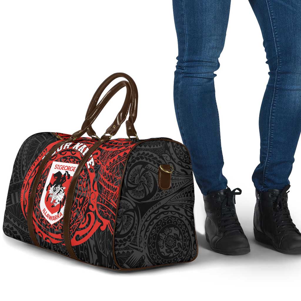 Personalized St George Illawarra Dragons Travel Bag Polynesian Tribal Chest and Sleeve Tattoo