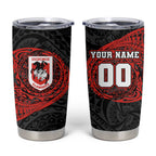Personalized St George Illawarra Dragons Tumbler Cup Polynesian Tribal Chest and Sleeve Tattoo