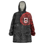 Personalized St George Illawarra Dragons Wearable Blanket Hoodie Polynesian Tribal Chest and Sleeve Tattoo