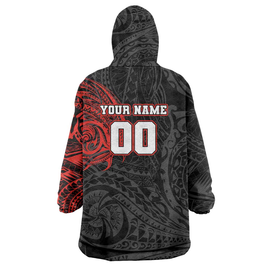 Personalized St George Illawarra Dragons Wearable Blanket Hoodie Polynesian Tribal Chest and Sleeve Tattoo