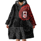 Personalized St George Illawarra Dragons Wearable Blanket Hoodie Polynesian Tribal Chest and Sleeve Tattoo